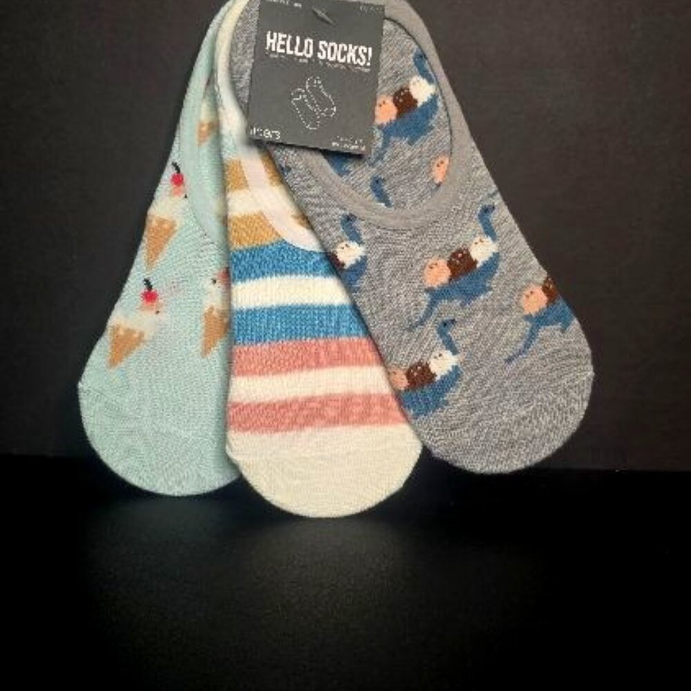 NWT Hello Socks! Liners 3 Pairs